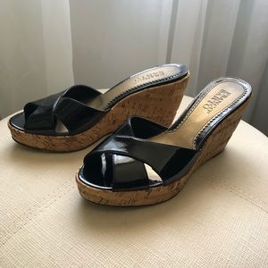 Franco Sarto patent leather slide platform sandals